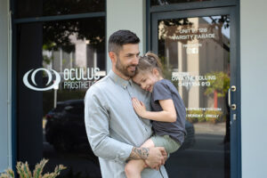 Ocularist Dwayne Collins standing outside Oculus Prosthetics clinic on Queensland Gold Coast - Australia.